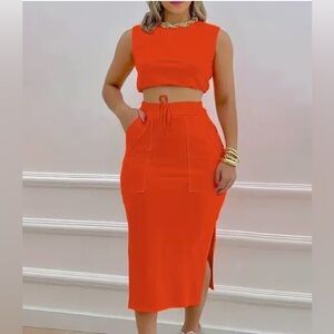 NWT Elegant Orange Two-Piece Set